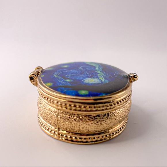 Starry Night by Vincent Van Gogh RARE Small Enamel Trinket Box with Crystal - Picture 5 of 11